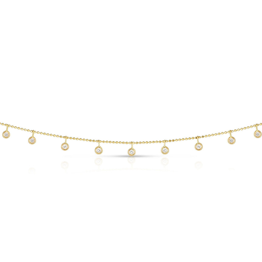 14K Gold .25ct Dangling Diamonds Necklace-Yellow | Spring Ring