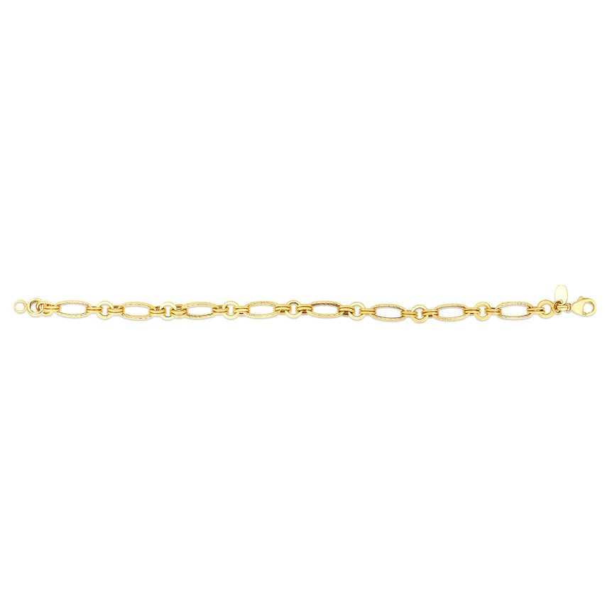 14K Gold Elongated Oval Link Chain-Yellow | Lobster