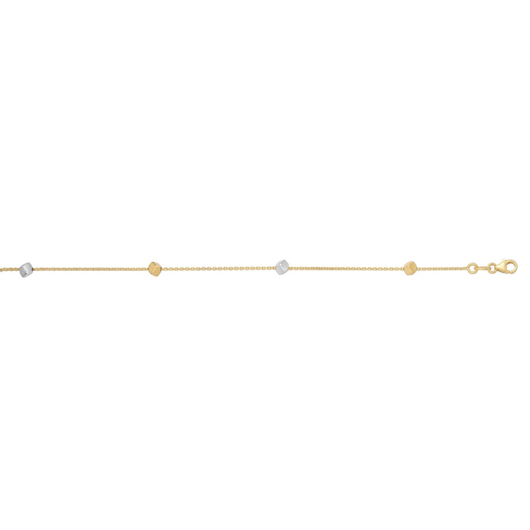 14K Two-tone Gold Polished Cube Bracelet-Two-tone | Lobster