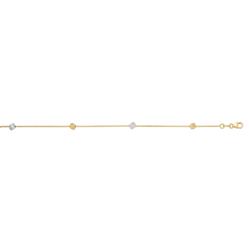 14K Two-tone Gold Polished Cube Bracelet-Two-tone | Lobster