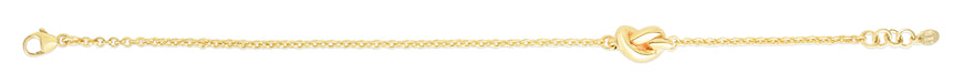 14K Gold Polished Puffed Love Knot Bracelet-Yellow | Lobster