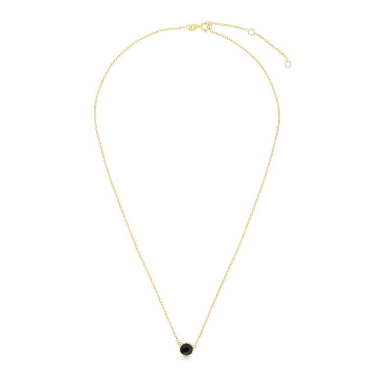 14K Gold & Onyx Solitaire Necklace-Yellow | Spring Ring