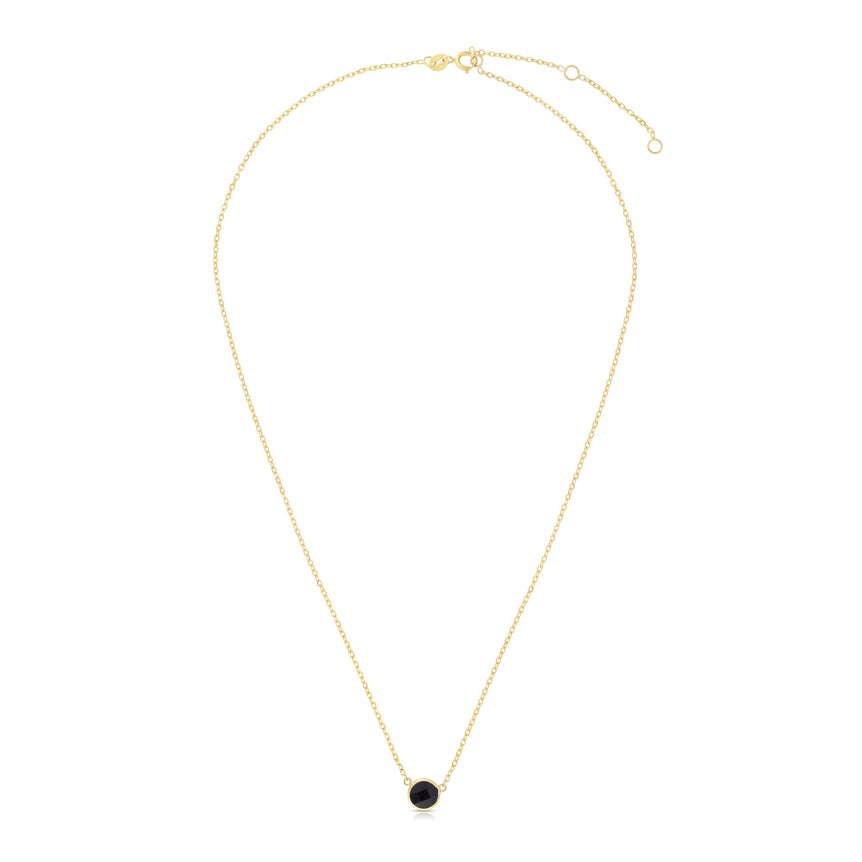 14K Gold & Onyx Solitaire Necklace-Yellow | Spring Ring