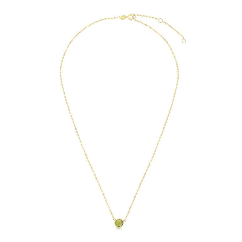 14K Gold & Peridot Solitaire Necklace-Yellow | Spring Ring