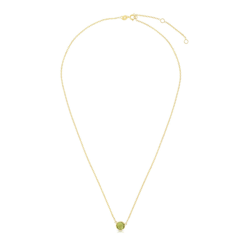 14K Gold & Peridot Solitaire Necklace-Yellow | Spring Ring
