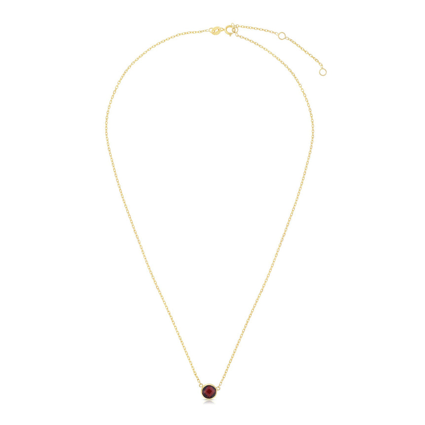 14K Gold & Garnet Solitaire Necklace-Yellow | Spring Ring
