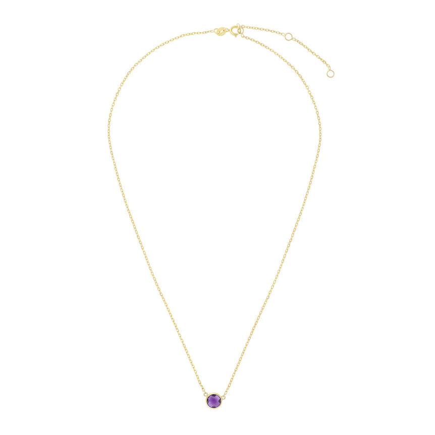 14K Gold & Amethyst Solitaire Necklace-Yellow | Spring Ring