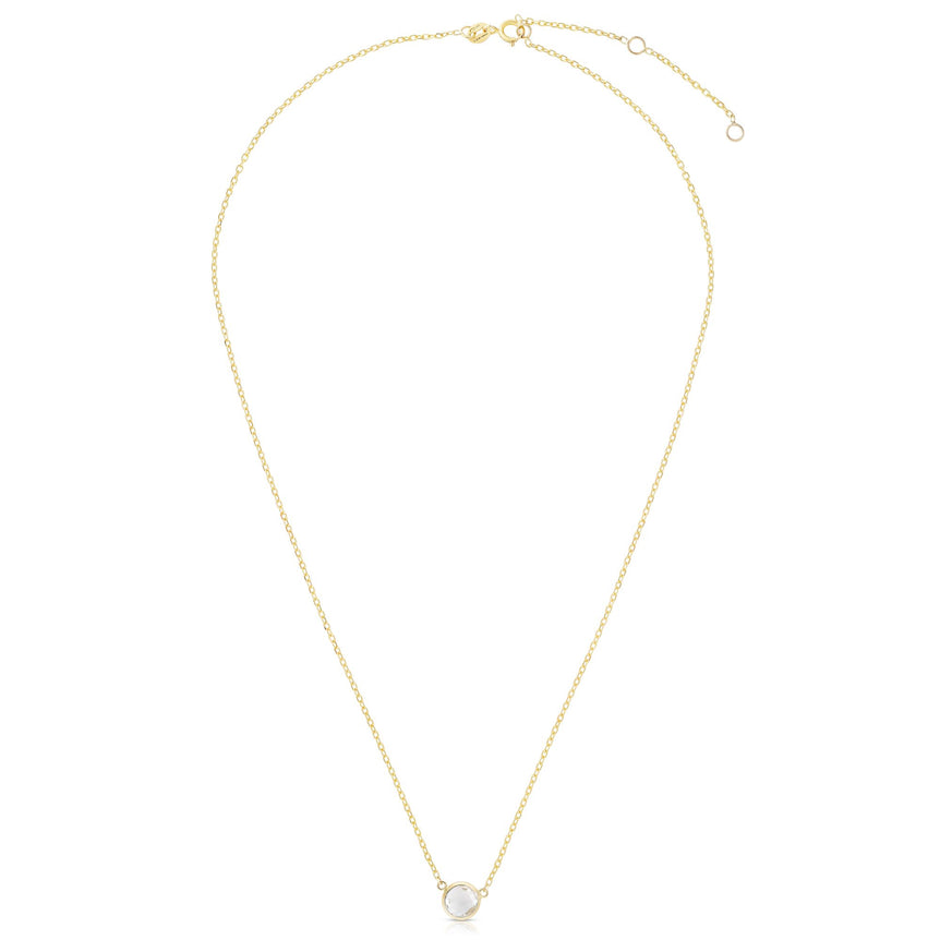 14K Gold & White Topaz Solitaire Necklace-Yellow | Spring Ring