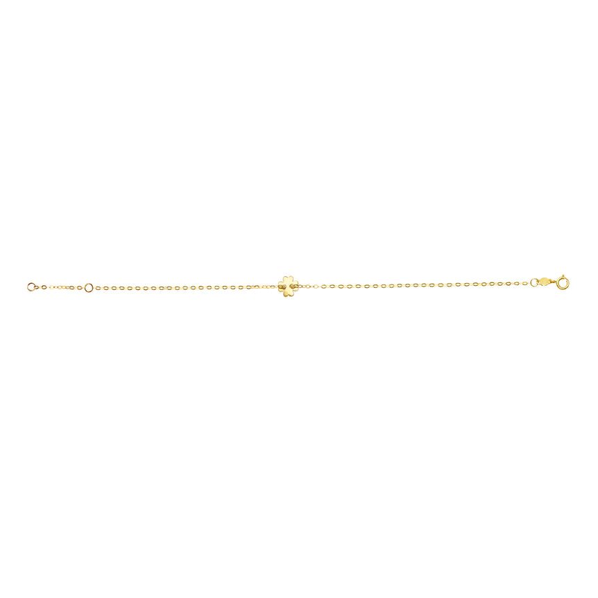 14K Gold Clover Bracelet-Yellow | Spring Ring