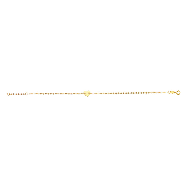 14K Gold Heart Bracelet-Yellow | Spring Ring