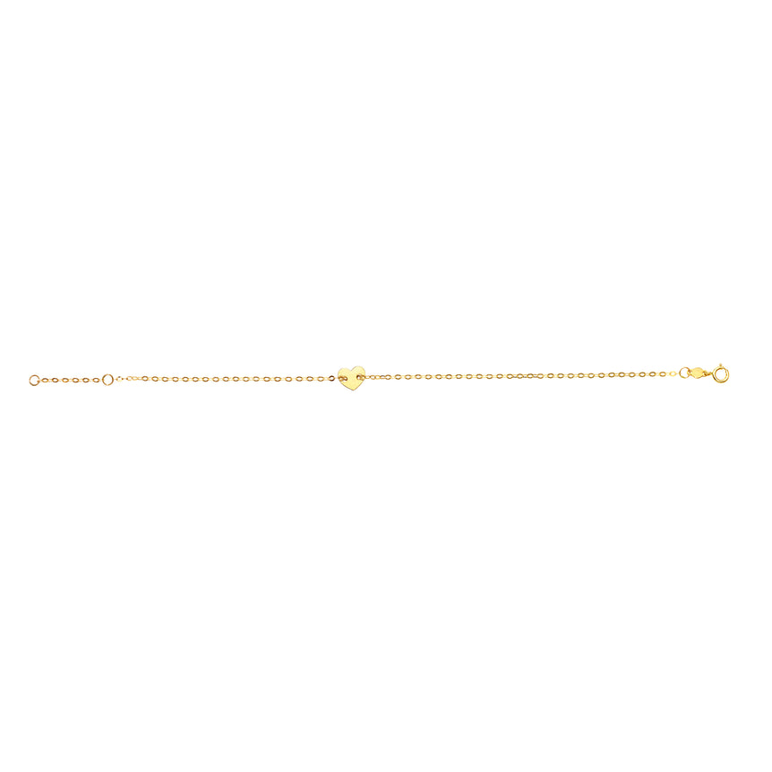 14K Gold Heart Bracelet-Yellow | Spring Ring