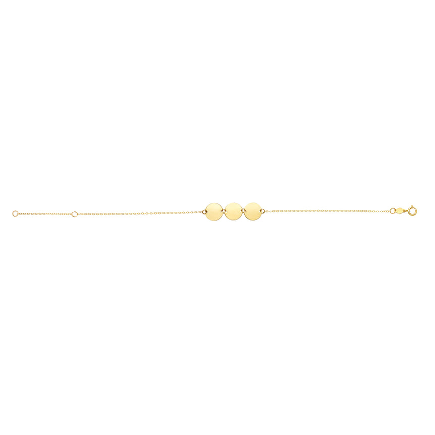 14K Gold Triple Circle Bracelet-Yellow | Spring Ring