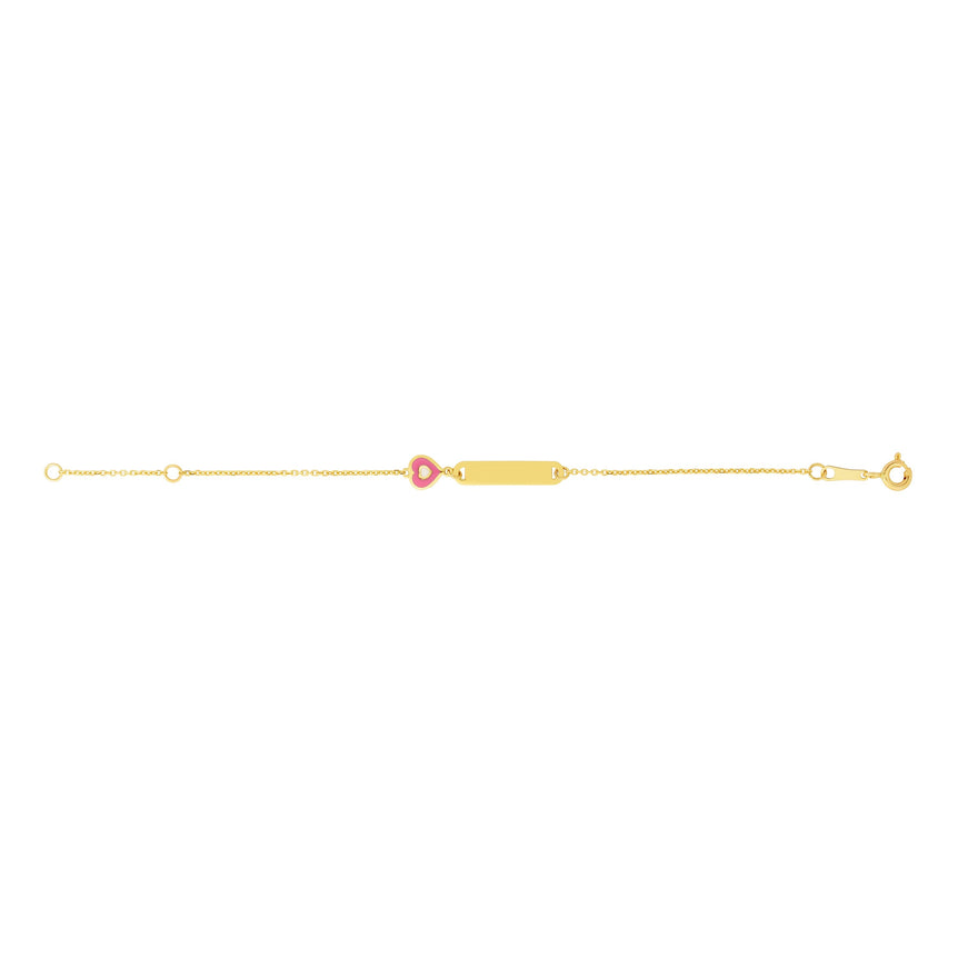 14K Gold Heart ID Bracelet-Yellow | Spring Ring
