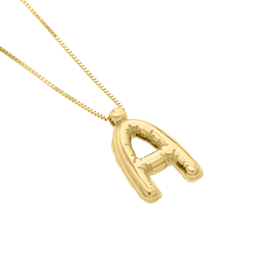 14K Helium Initial A Pendant-Yellow | Spring Ring