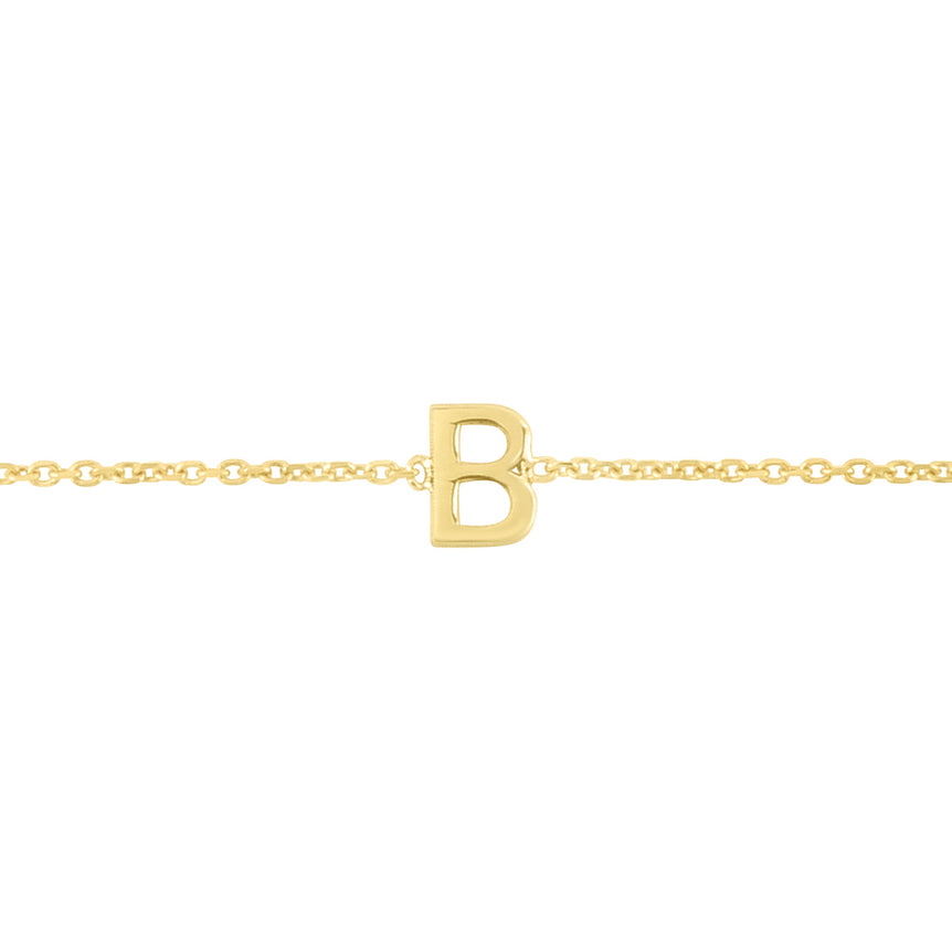 14K Mini Initial B Necklace-Yellow | Spring Ring