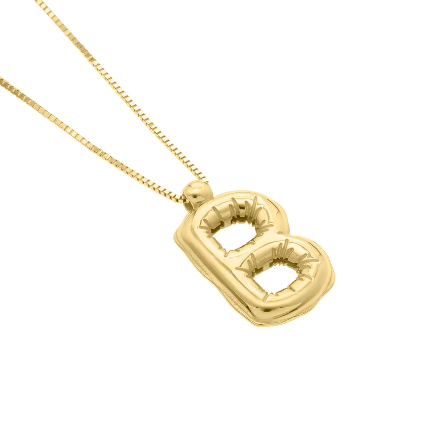 14K Helium Initial B Pendant-Yellow | Spring Ring