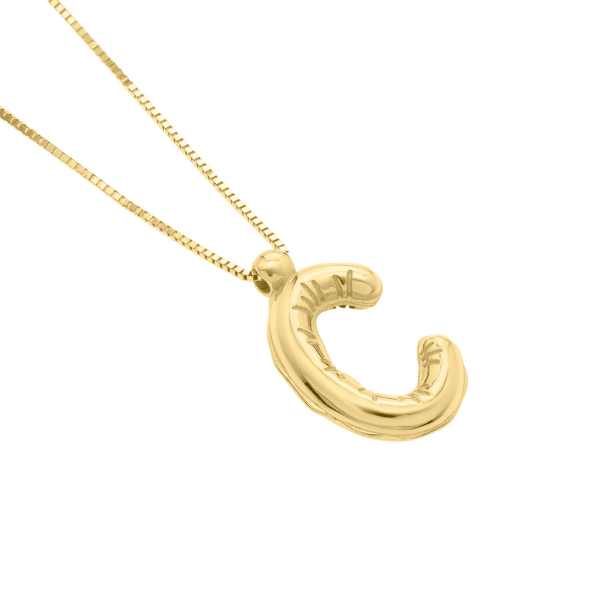14K Helium Initial C Pendant-Yellow | Spring Ring