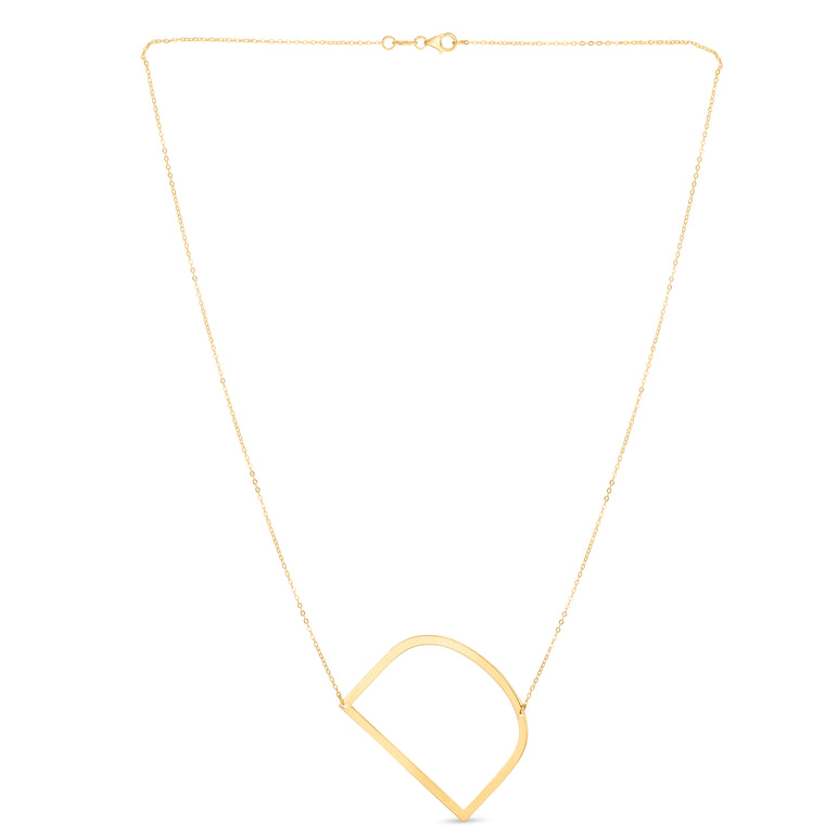 14K Gold Large Initial D Necklace-Yellow | Lobster