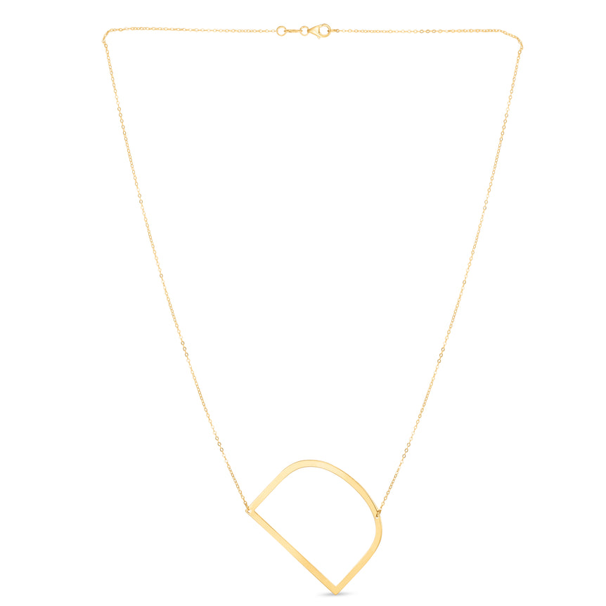 14K Gold Large Initial D Necklace-Yellow | Lobster
