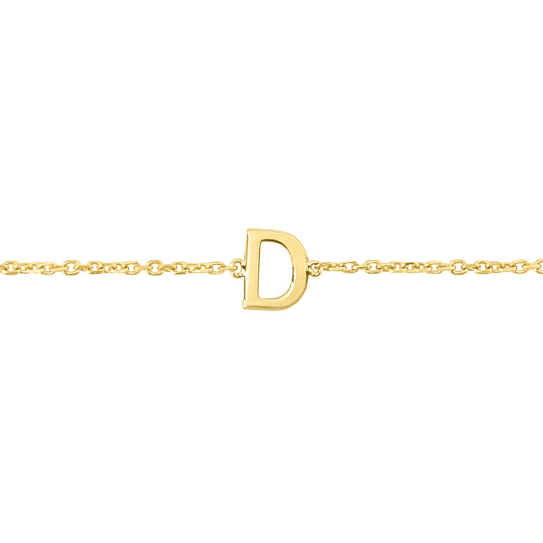 14K Mini Initial D Necklace-Yellow | Spring Ring