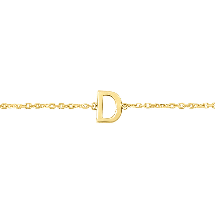 14K Mini Initial D Necklace-Yellow | Spring Ring