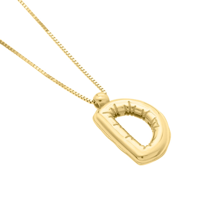 14K Helium Initial D Pendant-Yellow | Spring Ring