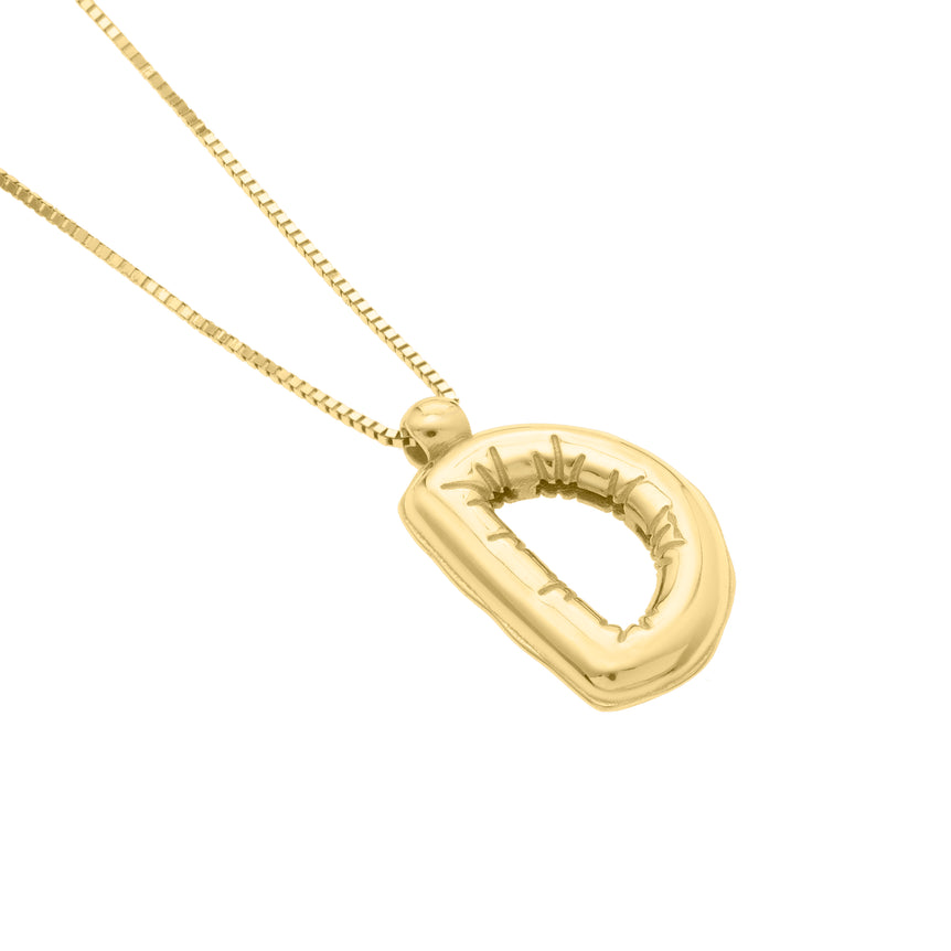 14K Helium Initial D Pendant-Yellow | Spring Ring