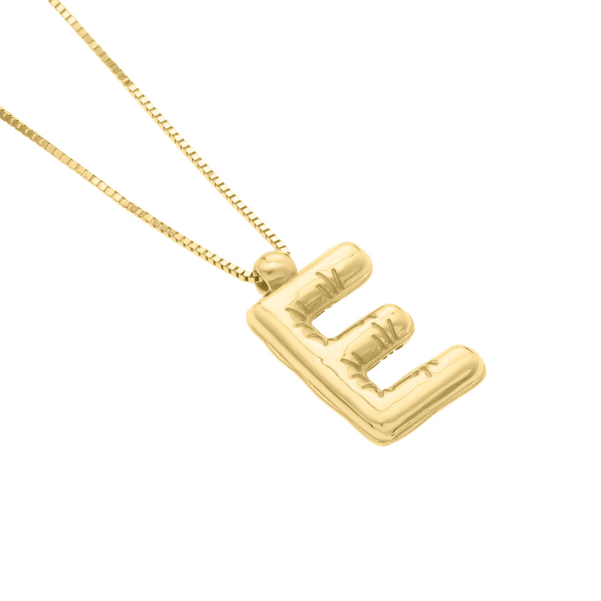 14K Helium Initial E Pendant-Yellow | Spring Ring