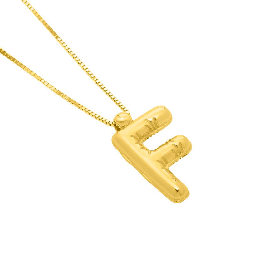 14K Helium Initial F Pendant-Yellow | Spring Ring