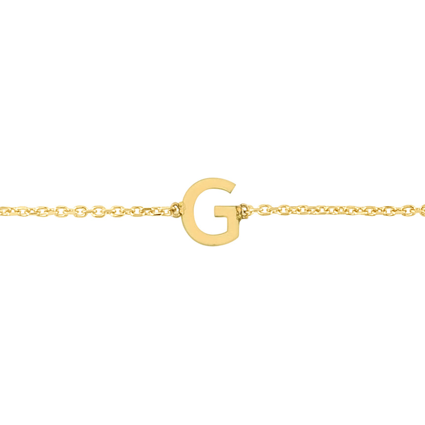 14K Mini Initial G Necklace-Yellow | Spring Ring