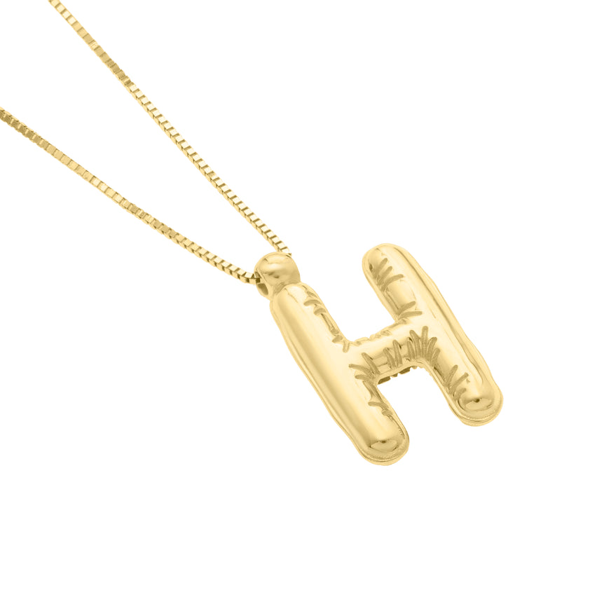 14K Helium Initial H Pendant-Yellow | Spring Ring