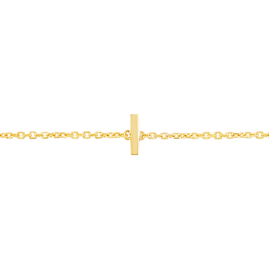 14K Mini Initial I Necklace-Yellow | Spring Ring