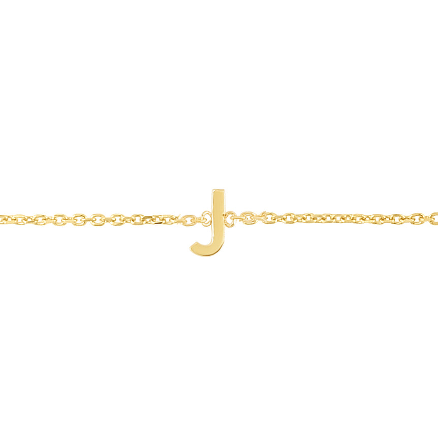 14K Mini Initial J Necklace-Yellow | Spring Ring