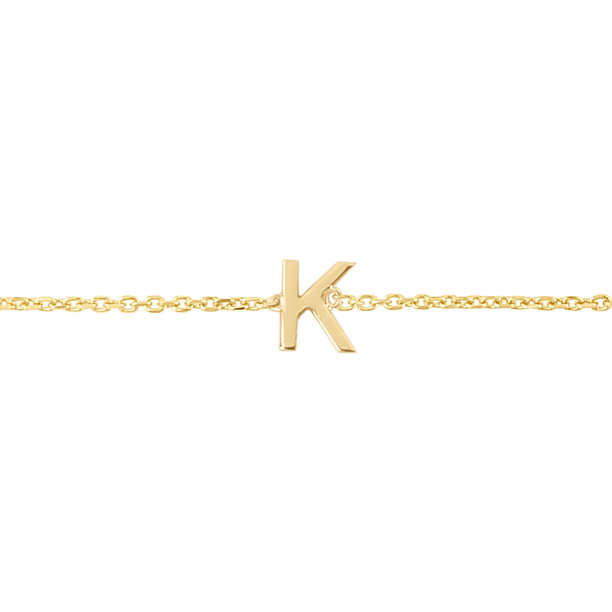 14K Mini Initial K Necklace-Yellow | Spring Ring