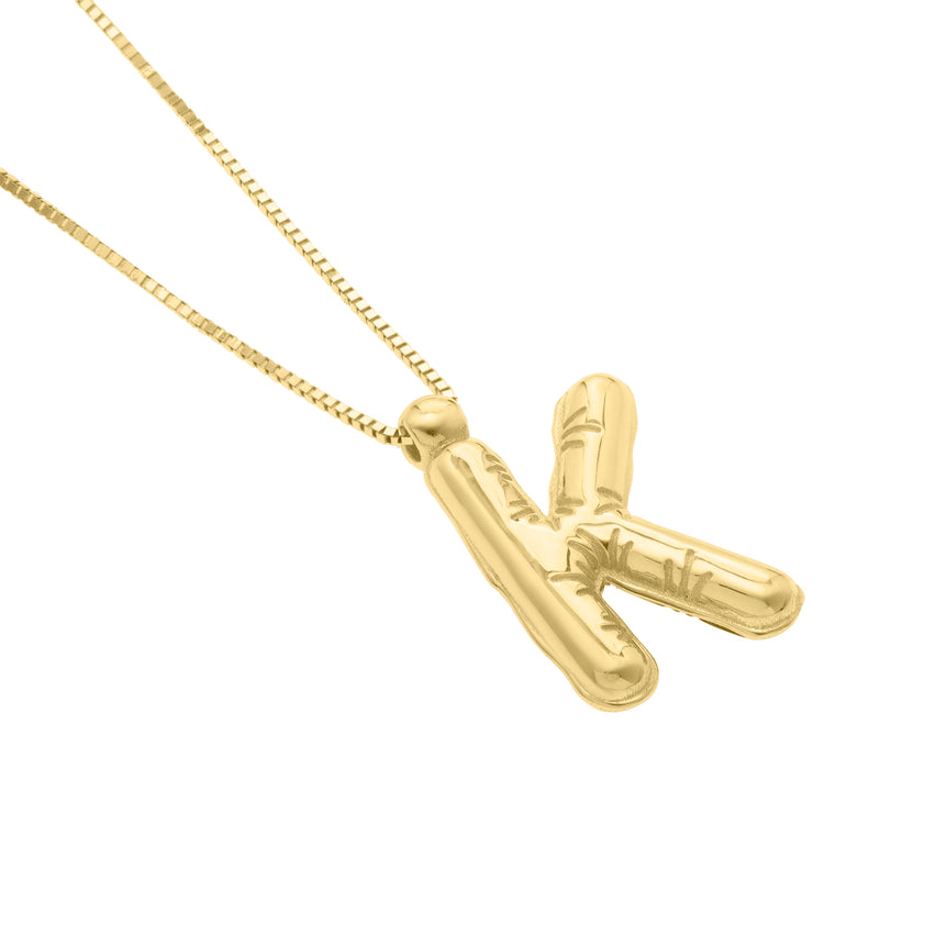 14K Helium Initial K Pendant-Yellow | Spring Ring