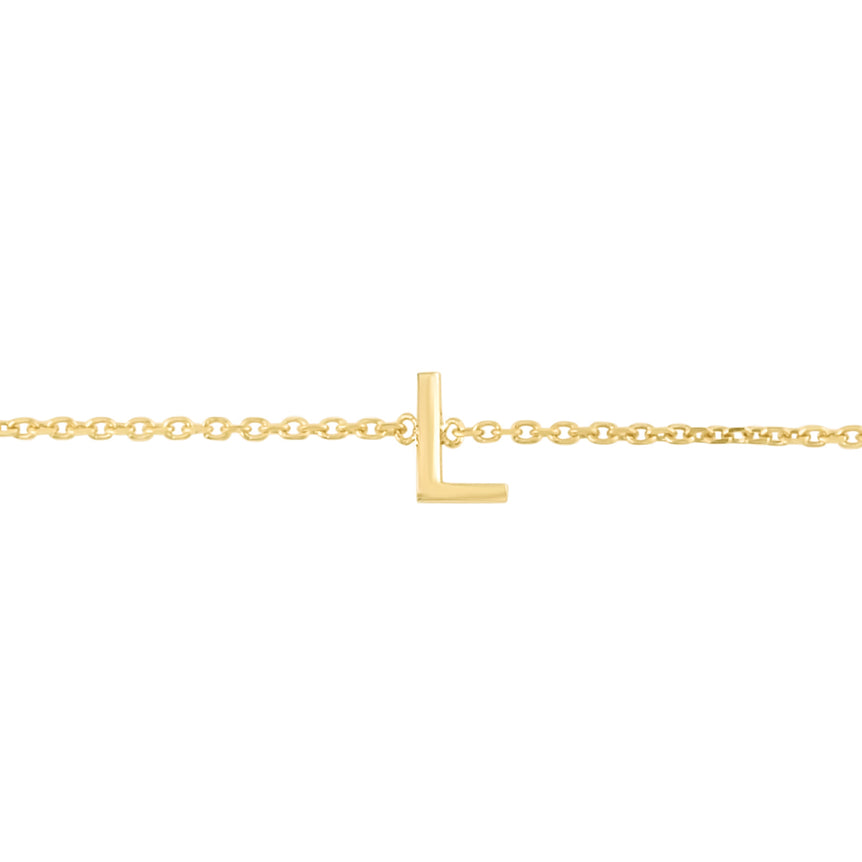 14K Mini Initial L Necklace-Yellow | Spring Ring