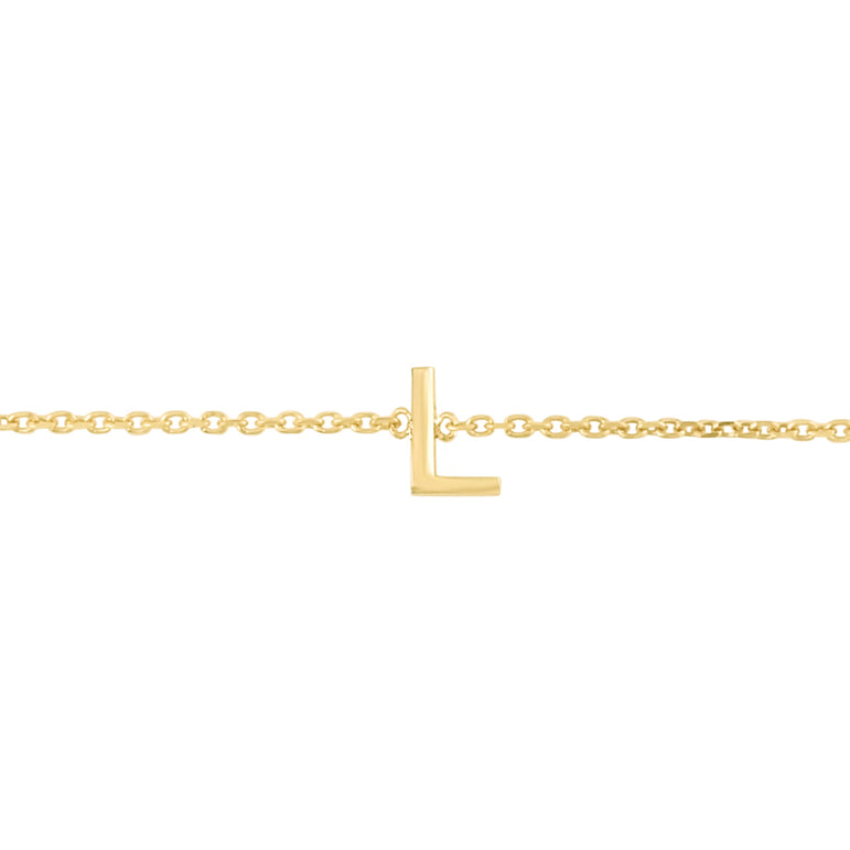 14K Mini Initial L Necklace-Yellow | Spring Ring