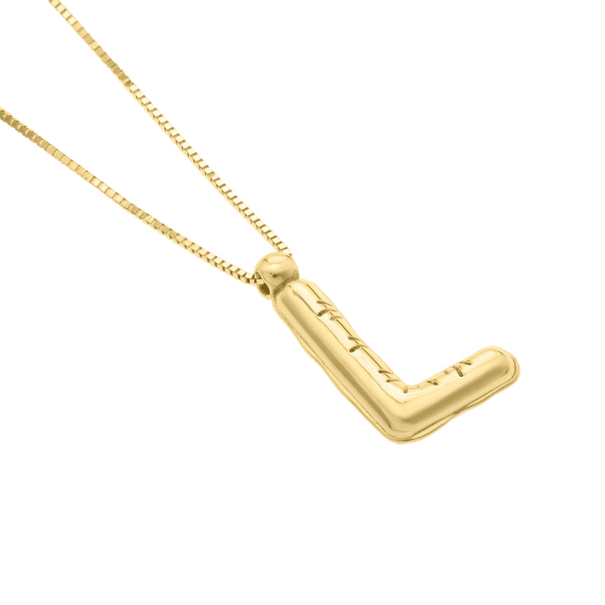 14K Helium Initial L Pendant-Yellow | Spring Ring