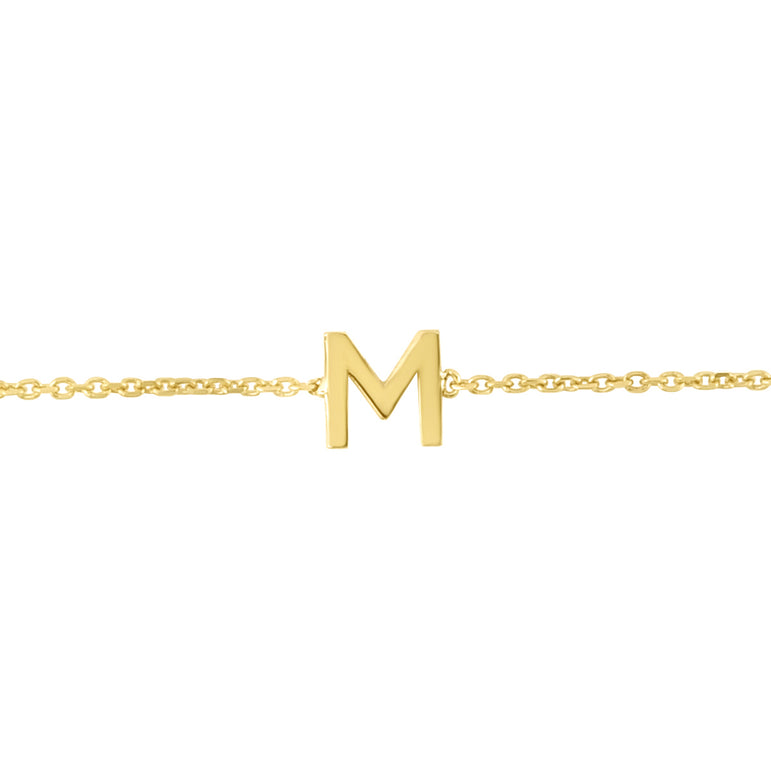 14K Mini Initial M Necklace-Yellow | Spring Ring