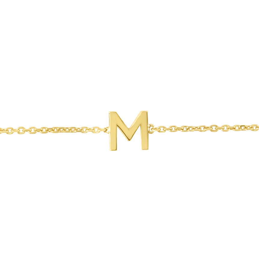 14K Mini Initial M Necklace-Yellow | Spring Ring