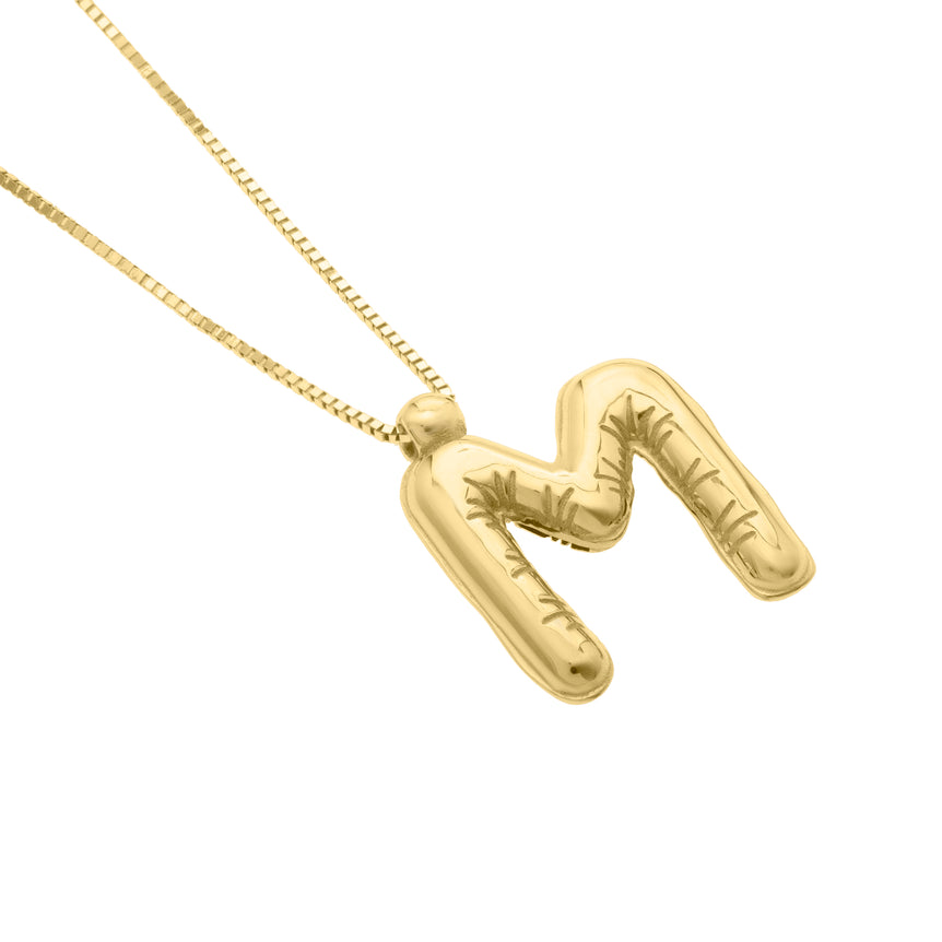 14K Helium Initial M Pendant-Yellow | Spring Ring