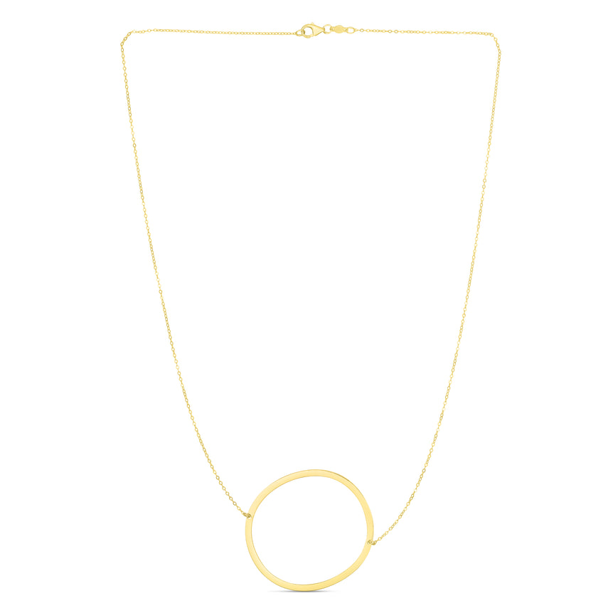 14K Gold Large Initial O Necklace-Yellow | Lobster