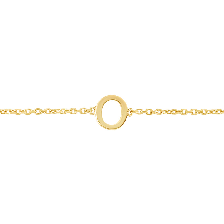 14K Mini Initial O Necklace-Yellow | Spring Ring