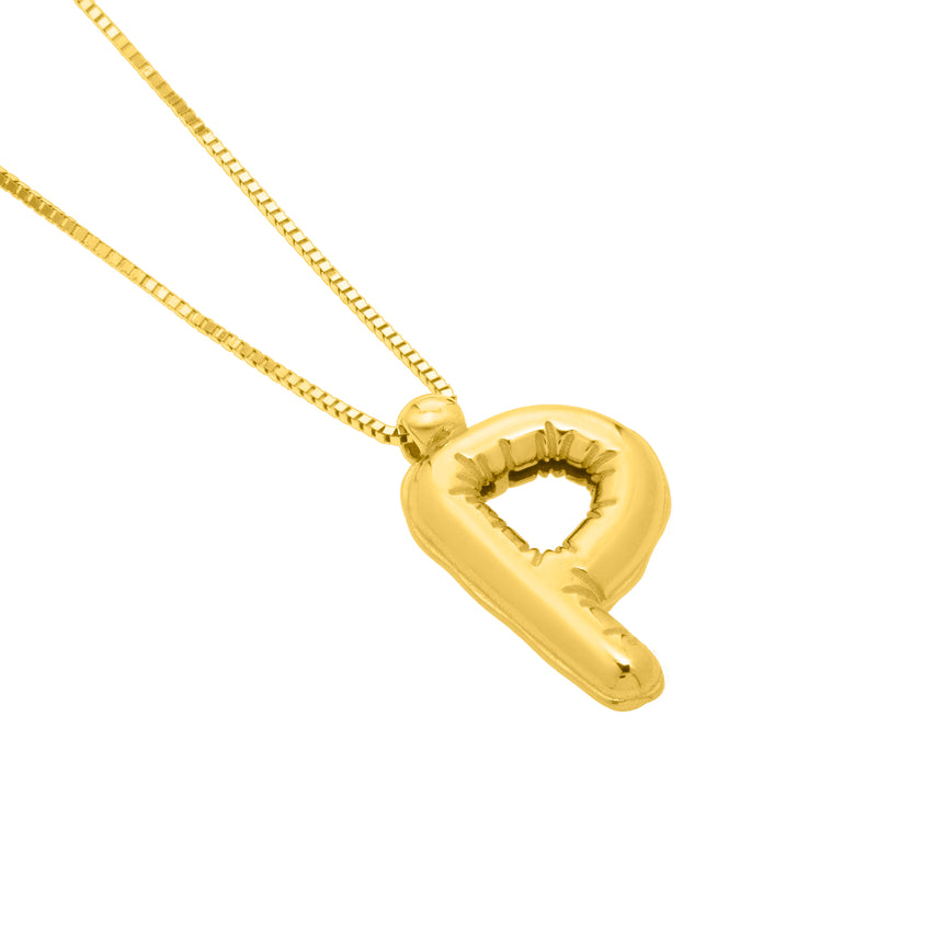 14K Helium Initial P Pendant-Yellow | Spring Ring