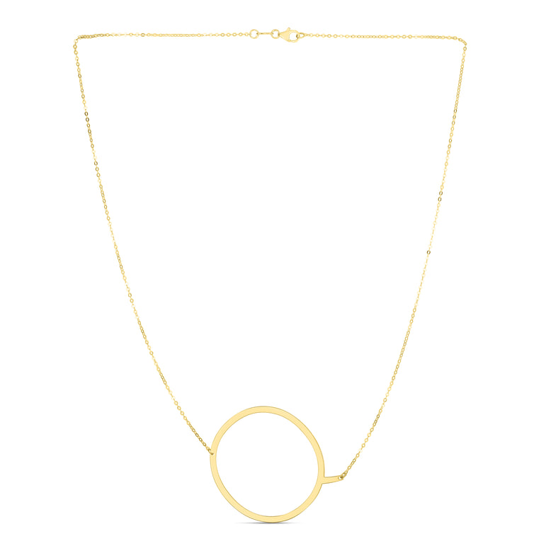 14K Gold Large Initial Q Necklace-Yellow | Lobster