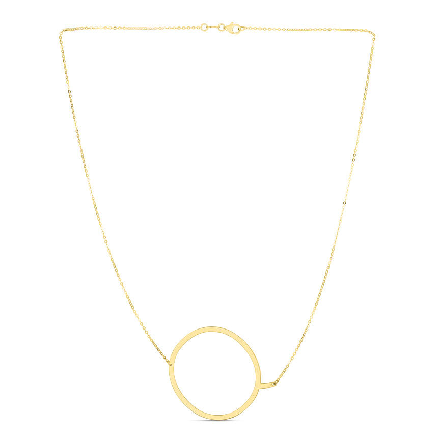 14K Gold Large Initial Q Necklace-Yellow | Lobster
