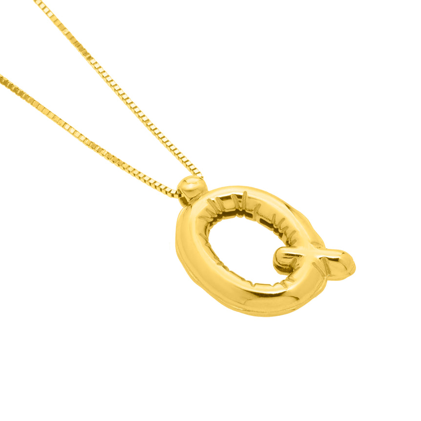 14K Helium Initial Q Pendant-Yellow | Spring Ring
