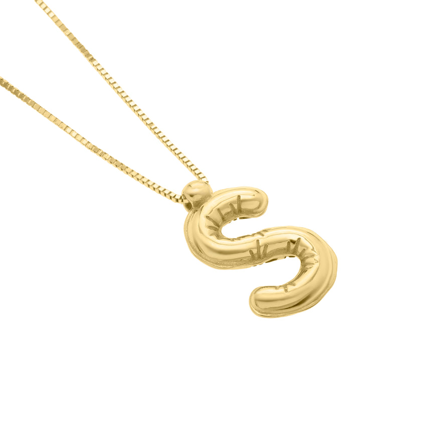 14K Helium Initial S Pendant-Yellow | Spring Ring