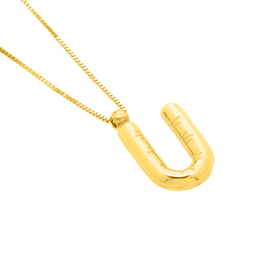 14K Helium Initial U Pendant-Yellow | Spring Ring