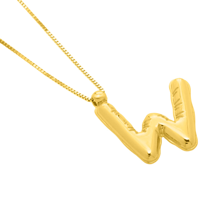 14K Helium Initial W Pendant-Yellow | Spring Ring